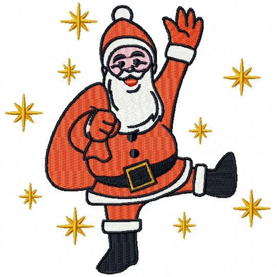 Waving Santa Claus - Yuletide Design #03 Machine Embroidery Design