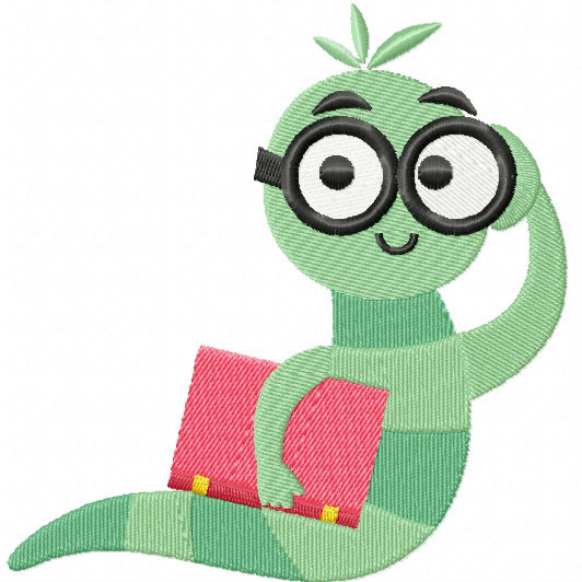 Machine Embroidery Design - Bookworm Collection #04