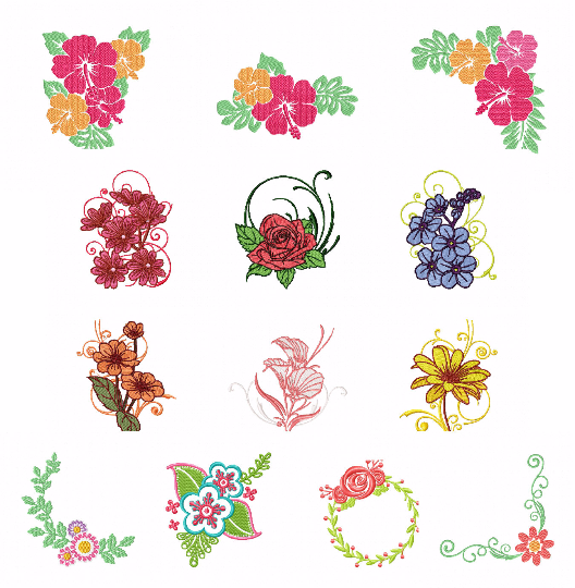 Machine Embroidery Collections Machine Embroidery Designs - Flowers Collection of 13