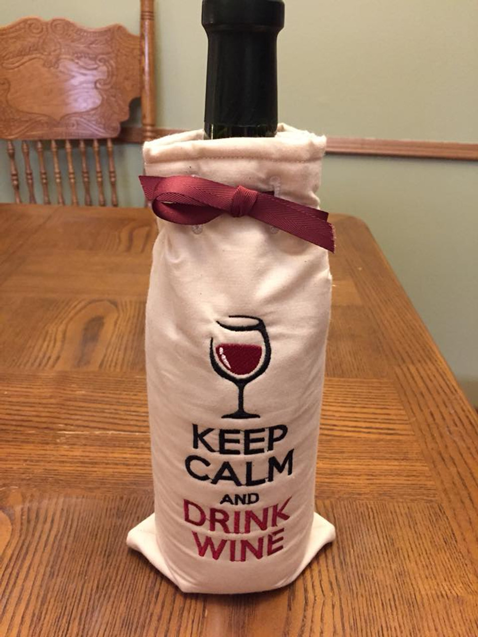 Wine Bottle Koozie with Zipper In The Hoop Template Embroidery Design