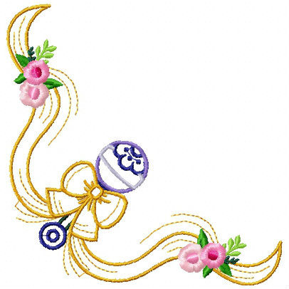 Machine Embroidery Design - Cute Baby Napkin Corner #04