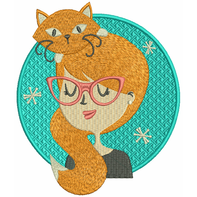 Machine Embroidery Design Cat Lady 02 Collection