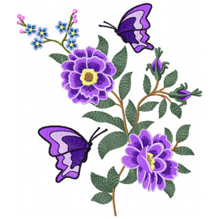 Machine Embroidery Design - Flower Garden And Butterflies #02 Collection