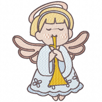 Angel Playing the Trumpet - Cute Angels #05 Machine Embroidery Design