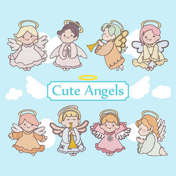 Cute Angels Collection of 8 Machine Embroidery Designs