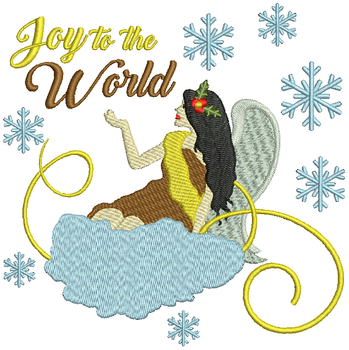 Joy to the World Angel - Christmas Angel #03 Machine Embroidery Design