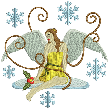 Pretty in Yellow Angel - Christmas Angel #05 Machine Embroidery Design