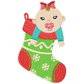 Stocking Baby - Christmas Baby #05 Machine Embroidery Design