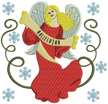 Golden Haired Christmas Angel - Christmas Angel #08 Machine Embroidery Design