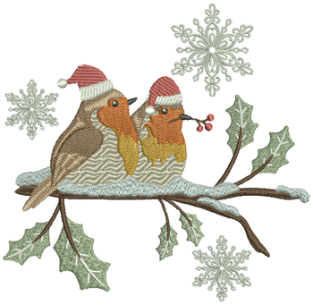 Christmas Robin #02 Machine Embroidery Design