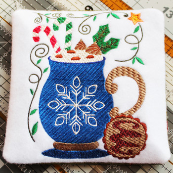Mug Rug Snowflake Hot Drink #06 In The Hoop Machine Embroidery Design