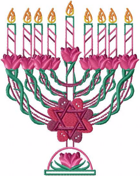 Menora - Fuschia Chanukah - Hanukkah #03 Machine Embroidery Design