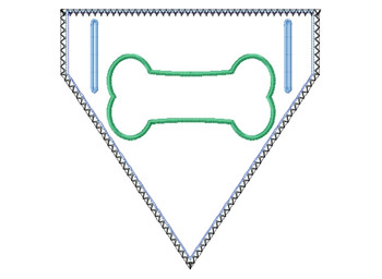 Bone Applique Doggie Bandanna - In The Hoop Machine Embroidery Design