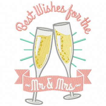 Best Wishes for the Mr & Mrs - Wedding Typography #02 Machine Embroidery Design