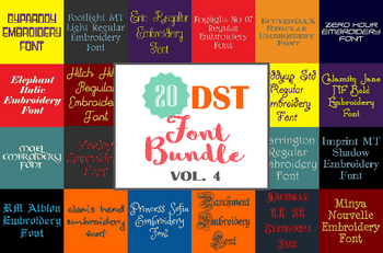 Machine Embroidery Fonts - 20 DST Font Bundle - Volume 4