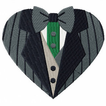 Stripes Tuxedo - Bride & Groom Hearts - Groom Tuxedo Collection #05 Machine Embroidery Design