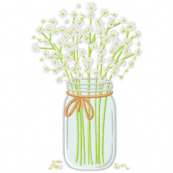 Baby's Breath on a Jar - Rustic Wedding Collection #07 Machine Embroidery Design