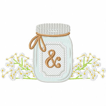 Wedding Display Mason Jar - Rustic Wedding Collection #09 Machine Embroidery Design