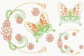 Beautiful Butterfly and Floral #08 Machine Embroidery Designs