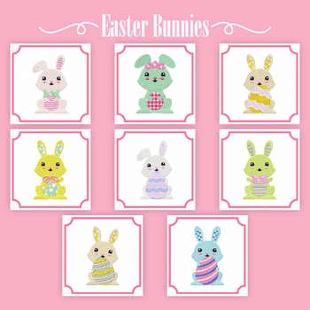 Machine Embroidery Designs - Easter Bunnies Collection of 8