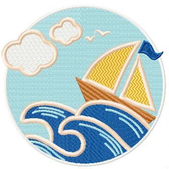 Sailboat - Summer Beach Collection #04 Machine Embroidery Design