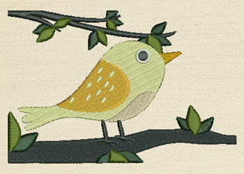 Bird On The Branch Mug Rug In The Hoop Machine Embroidery Design