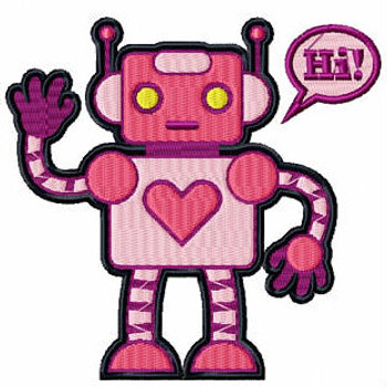 Love Cyborg - Robot Collection #08 Stitched and Applique Machine Embroidery Design