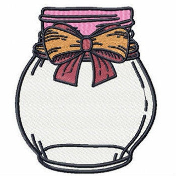 Mustard Bow Mason Jar - Canning Jars #02 Machine Embroidery Design