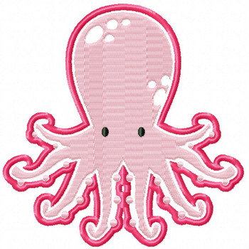 Pink Octopus - Under The Sea #06 Stitched and Applique Machine Embroidery Design