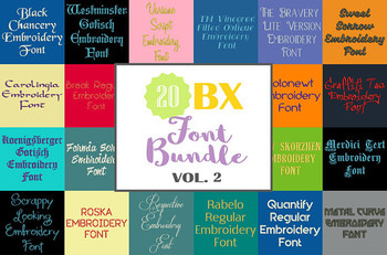 20 BX Fonts - Font Bundle 2 - 20 Embrilliance Machine Embroidery Fonts