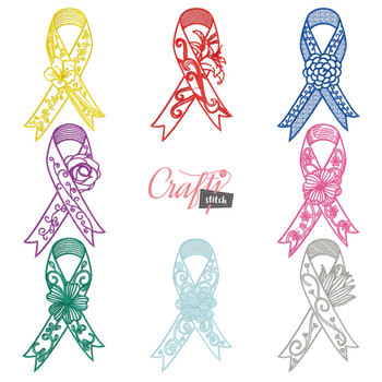 Awareness Ribbons - 8 Free Machine Embroidery Designs