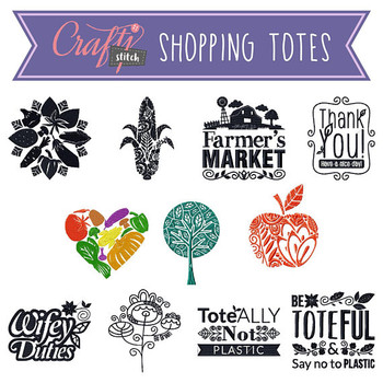 Shopping Totes Collection of 11 Machine Embroidery Designs