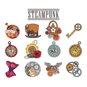 Steampunk Collection of 12 Machine Embroidery Designs