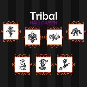 Tribal Tattoo Halloween Collection 7 Machine Embroidery Designs in Stitched and Applique