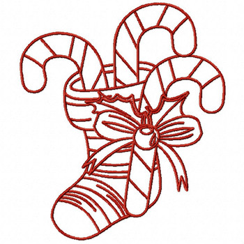 Redwork Christmas Stockings #04 Machine Embroidery Design