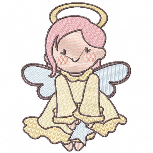 Shy Angel - Cute Angels #07 Machine Embroidery Design