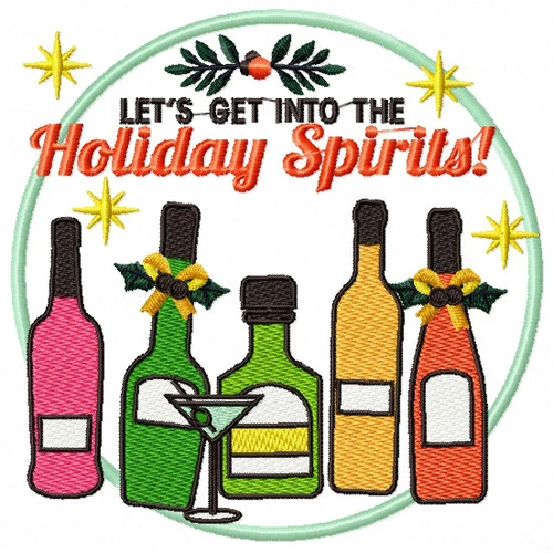 Let's Get into the Holiday Spirits - Christmas Humor Booze #04 Machine Embroidery Design