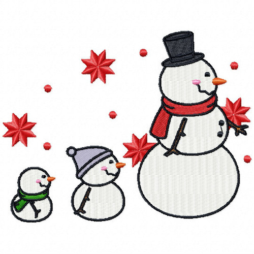 SnowMOM and Babies  - Funny Snowman #03 Machine Embroidery Design