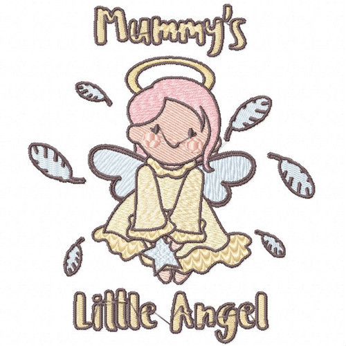 Mummy's Cute Little Angel - Little Angels Typography #03 Machine Embroidery Design