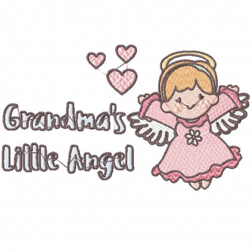 Grandma's Happy Little Angel - Little Angels Typography #05 Machine Embroidery Design