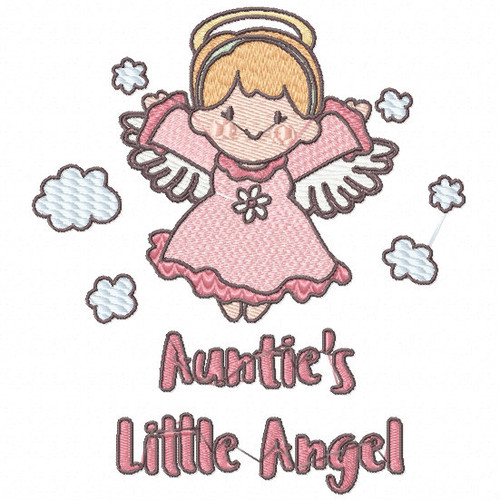 Auntie's Divine Little Angel - Little Angels Typography #08 Machine Embroidery Design