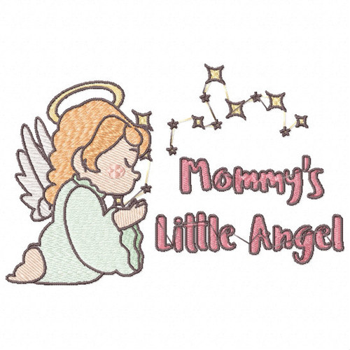Mommy's Peaceful Little Angel - Little Angels Typography #10 Machine Embroidery Design