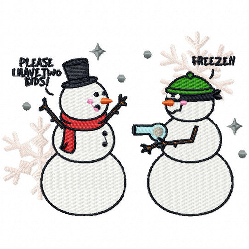 Burglar Snowman - Funny Snowman #07 Machine Embroidery Design