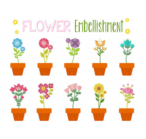 Flower Embellishment Collection of 10 Machine Embroidery Designs