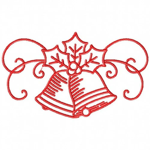 Christmas Bells - Christmas Red Work #01 Machine Embroidery Design