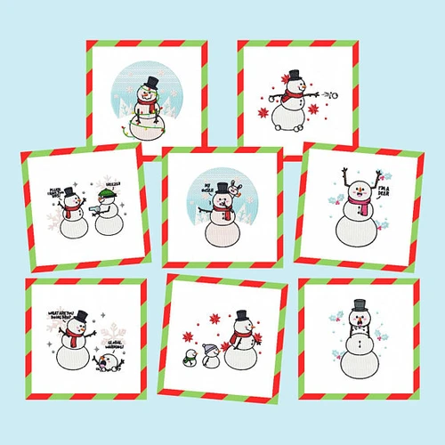 Funny Snowman Collection of 8 Machine Embroidery Designs