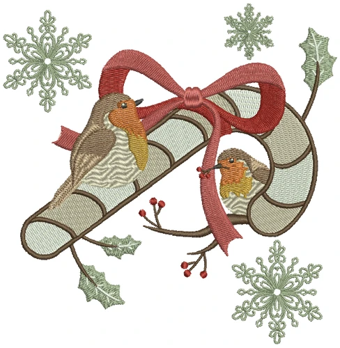 Christmas Robin #07 Machine Embroidery Design