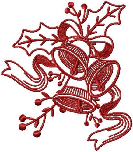 Bells - Christmas Redwork #10 Machine Embroidery Design