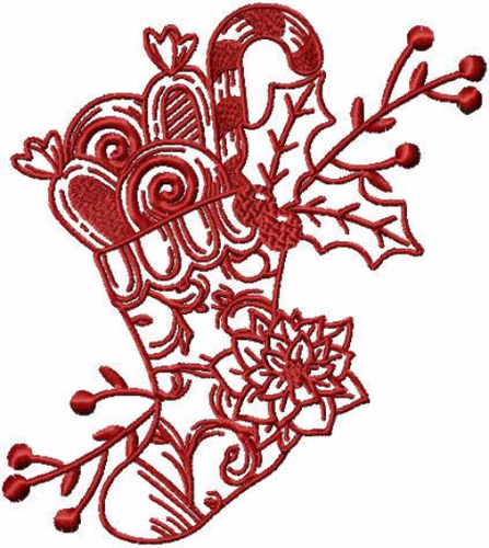 Stockings - Christmas Redwork #11 Machine Embroidery Design
