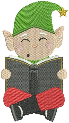 Reading Elf - North Pole Character #02 Machine Embroidery Design